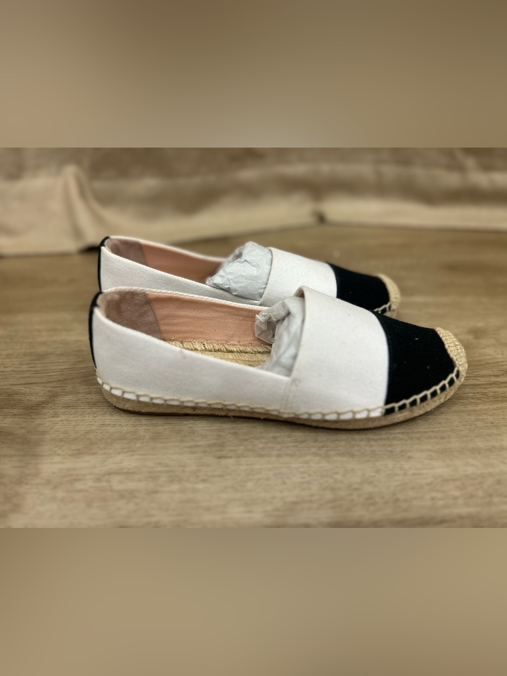 J. Crew NEW Espadrille Canvas slip on flats with Toe Cap Sz 6 COASTAL Classic - Picture 2 of 5